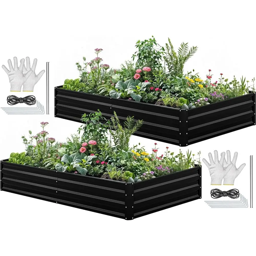 Garden Gloves - 96x48x12 Galvanized Steel Raised Garden Bed