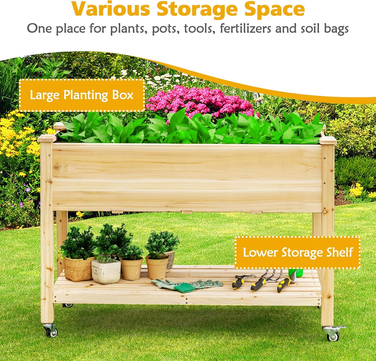 Wooden Raised Garden Bed on Wh - Raised Garden Bed recension och pris